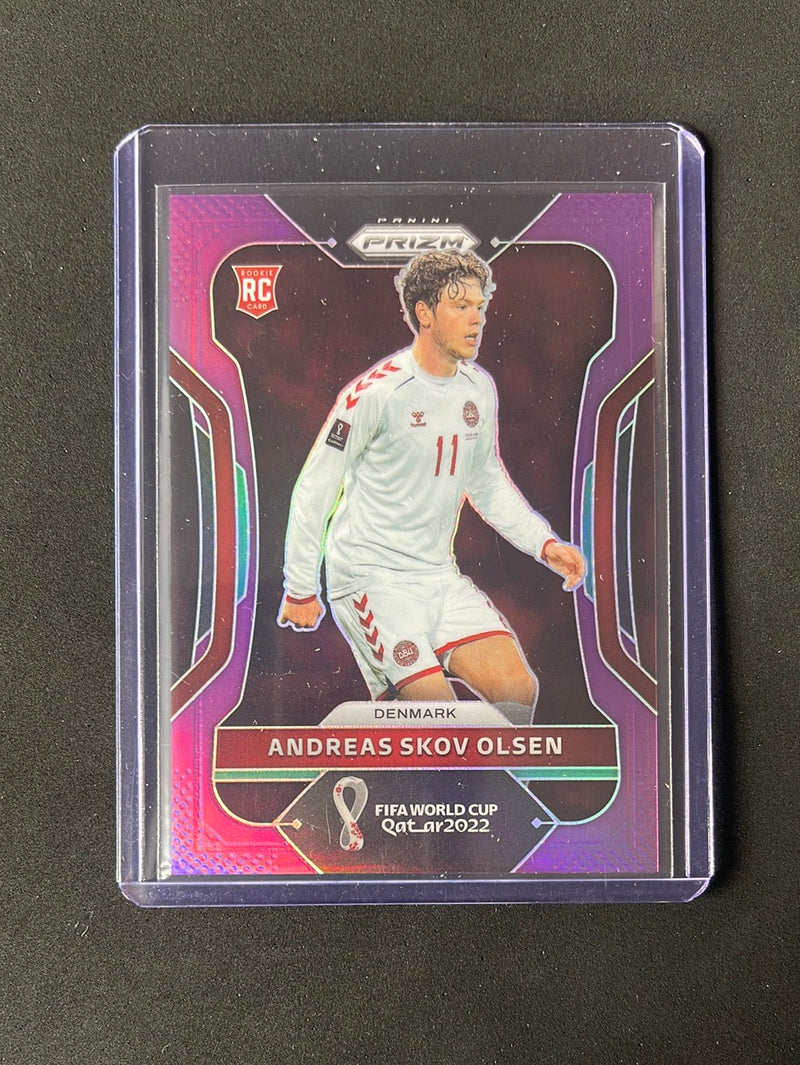 2022 Panini Prizm FIFA World Cup Qatar Andreas Skov Olsen Purple Prizm 177/199