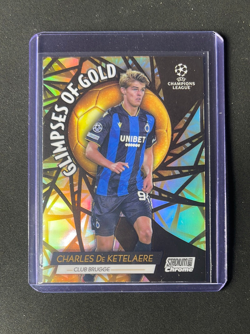 2021-22 Topps Stadium Club Chrome UEFA Champions League Charles De Ketelaere Glimpses Of Gold