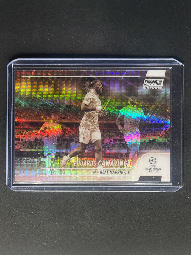 2021-22 Topps Stadium Club Chrome UEFA Champions League Eduardo Camavinga Sepia Prism Refractor 56/75