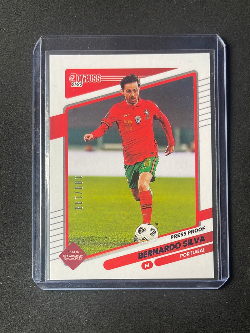 2021-22 Panini Donruss Road To Qatar Bernardo Silva Press Proof Purple 109/199