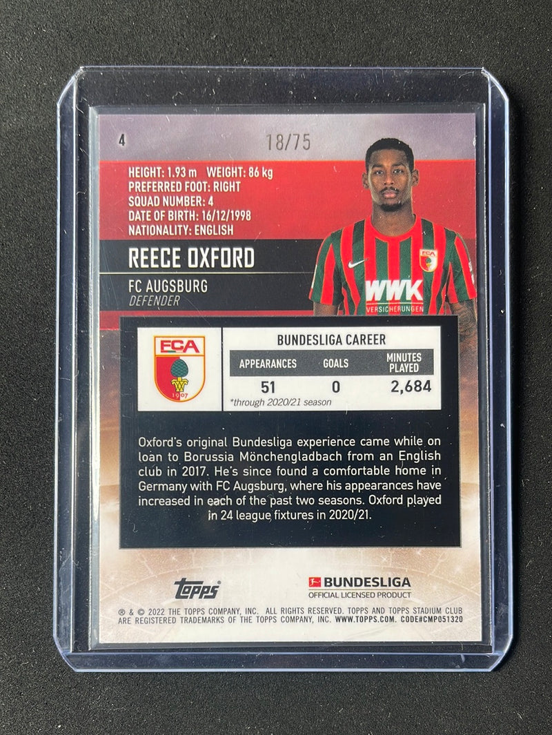 2021-22 Topps Bundesliga Stadium Club Chrome Reece Oxford Green/Yellow Electric Charge 18/75