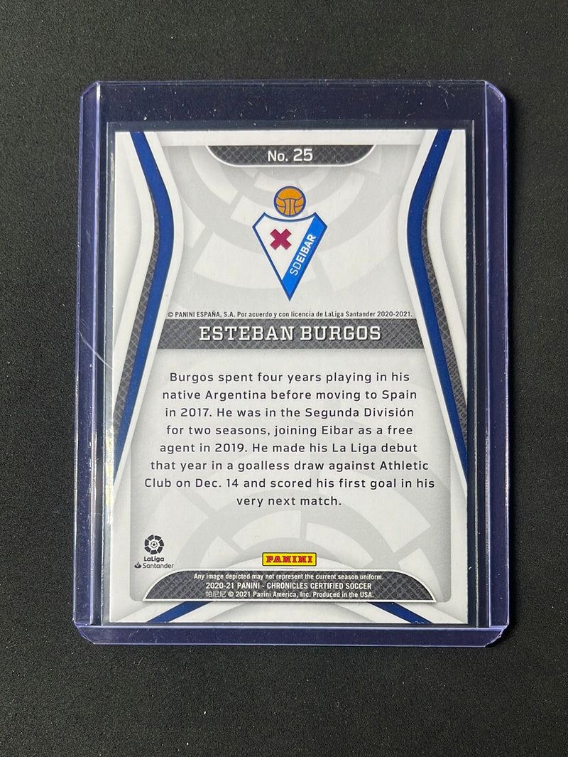 2020-21 Panini Chronicles Esteban Burgos Certified La Liga Blue Circles