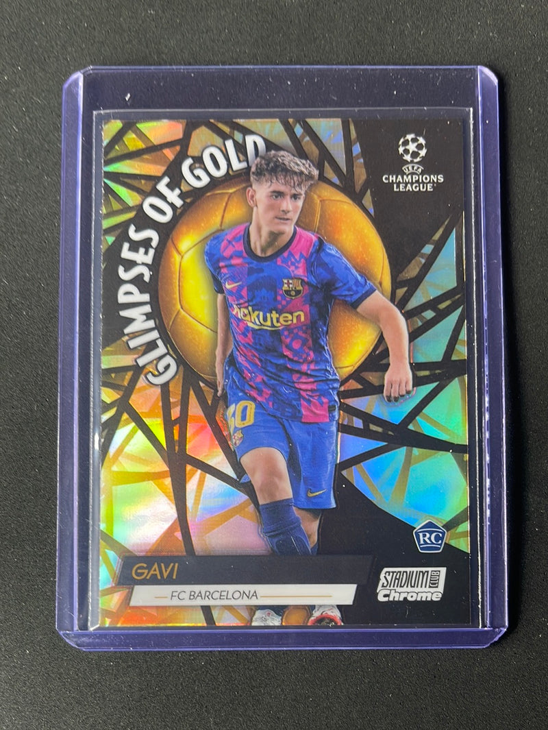 2021-22 Topps Stadium Club Chrome UEFA Champions League Gavi Glimpses Of Gold