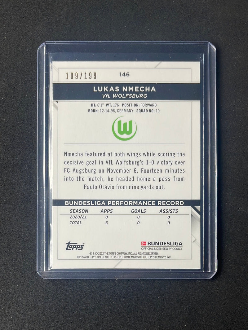 2021-22 Topps Finest Bundesliga Lukas Nmecha Black Wave Refractor 109/199