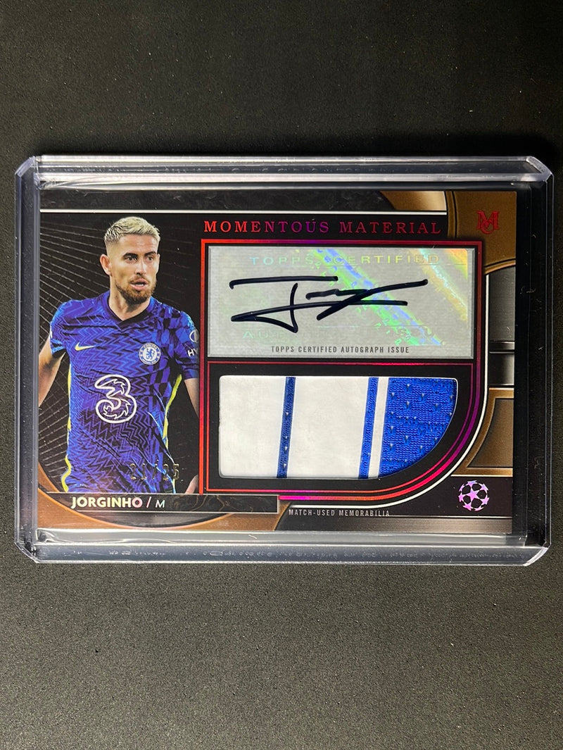 2021-22 Topps Museum Collection UEFA Champions League Soccer Jorginho Momentous Material Autograph Ruby 21/25