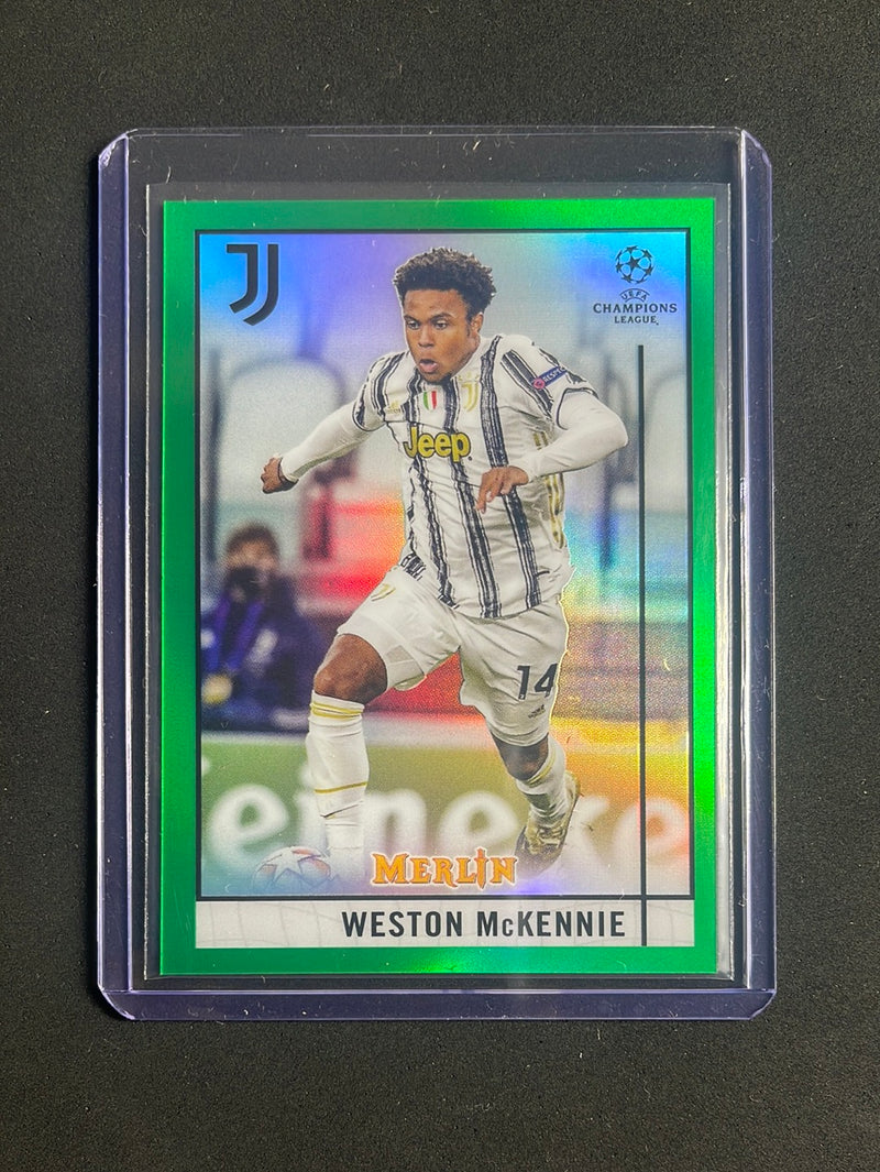 2020-21 Topps Merlin UEFA Champions League Weston McKennie Green Refractor 36/99