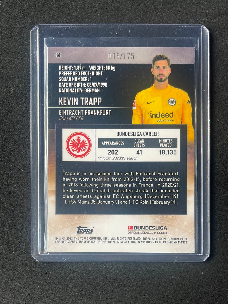 2021-22 Topps Bundesliga Stadium Club Chrome Kevin Trapp Aqua/Green Electric 15/175