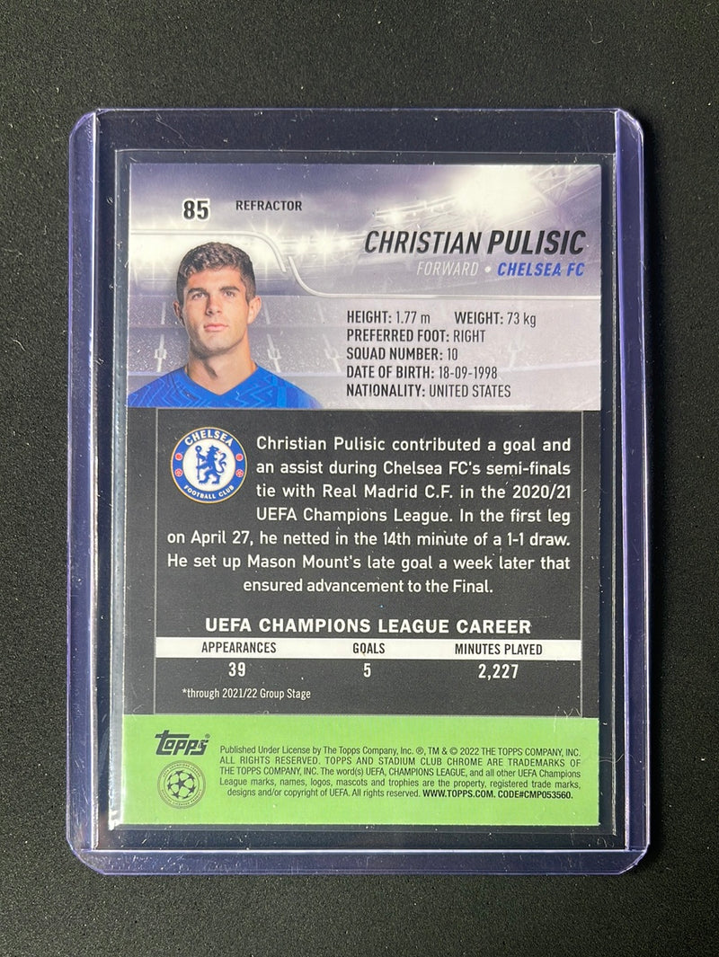 2021-22 Topps Stadium Club Chrome UEFA Champions League Christian Pulisic Refractor