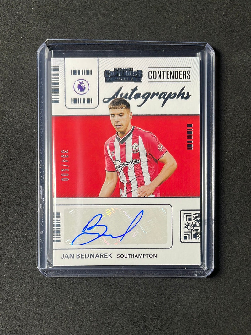 2021-22 Panini Chronicles Soccer Jan Bednarek Contenders Autographs Premier League 334/500