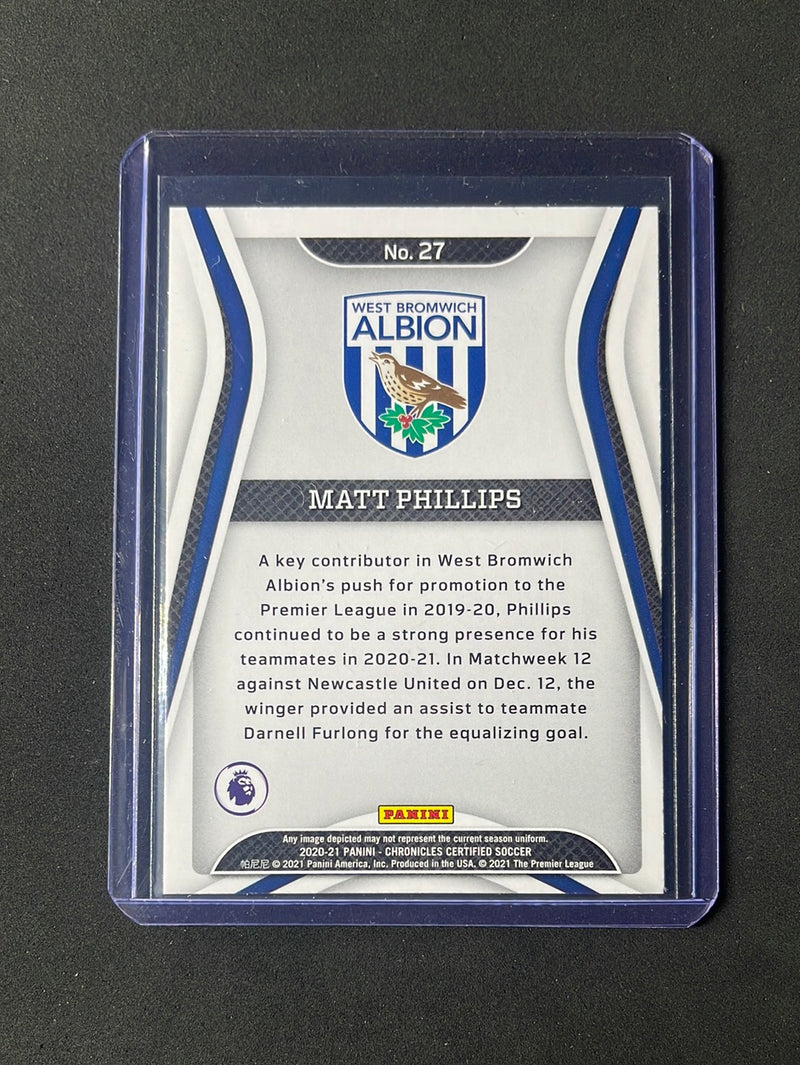 2020-21 Panini Chronicles Matt Phillips Certified Premier League Purple Astro