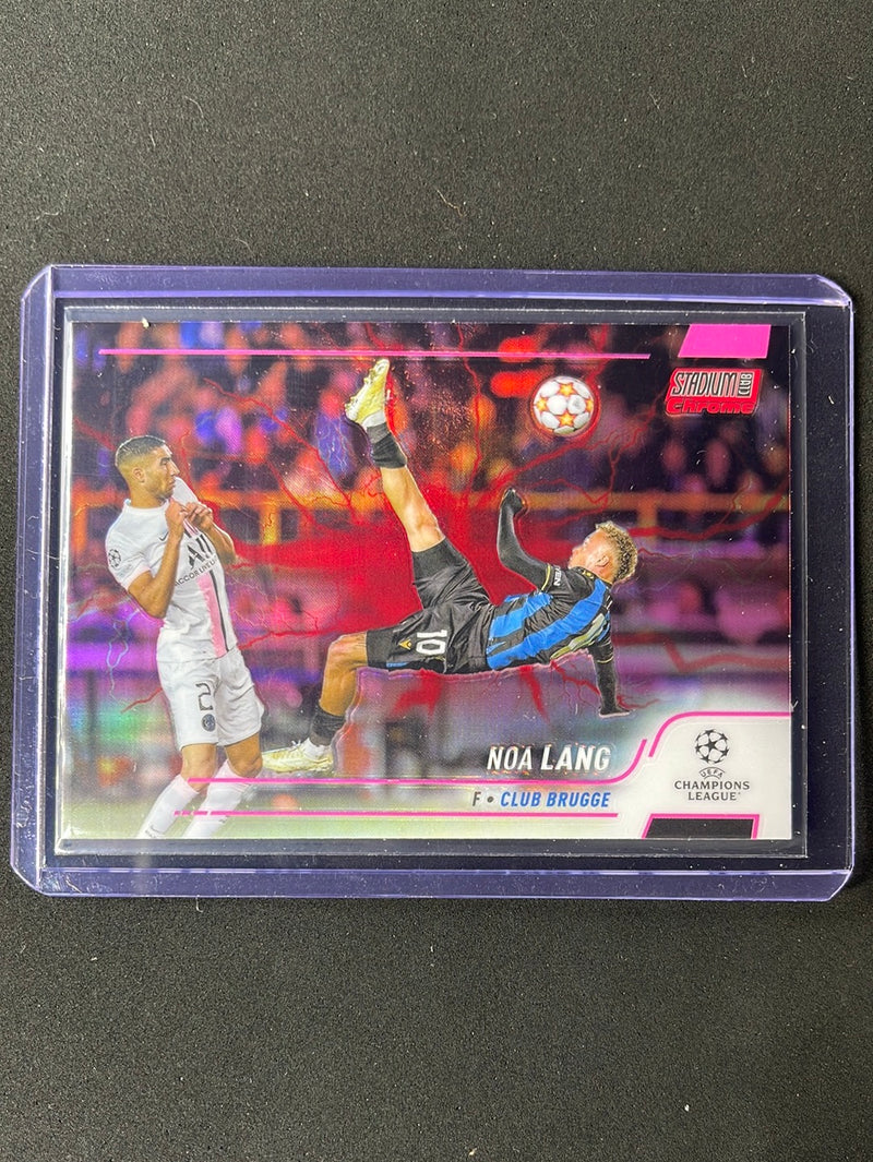 2021-22 Topps Stadium Club Chrome UEFA Champions League Noa Lang Pink/Red Electric Charge Refractor