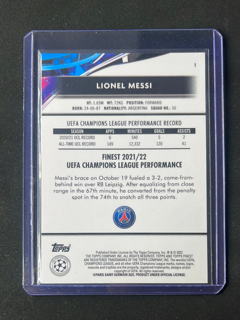 2021-22 Topps Finest UEFA Champions League Soccer Lionel Messi