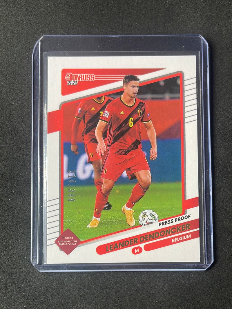 2021-22 Panini Donruss Road To Qatar Leander Dendoncker Press Proof Gold 214/349