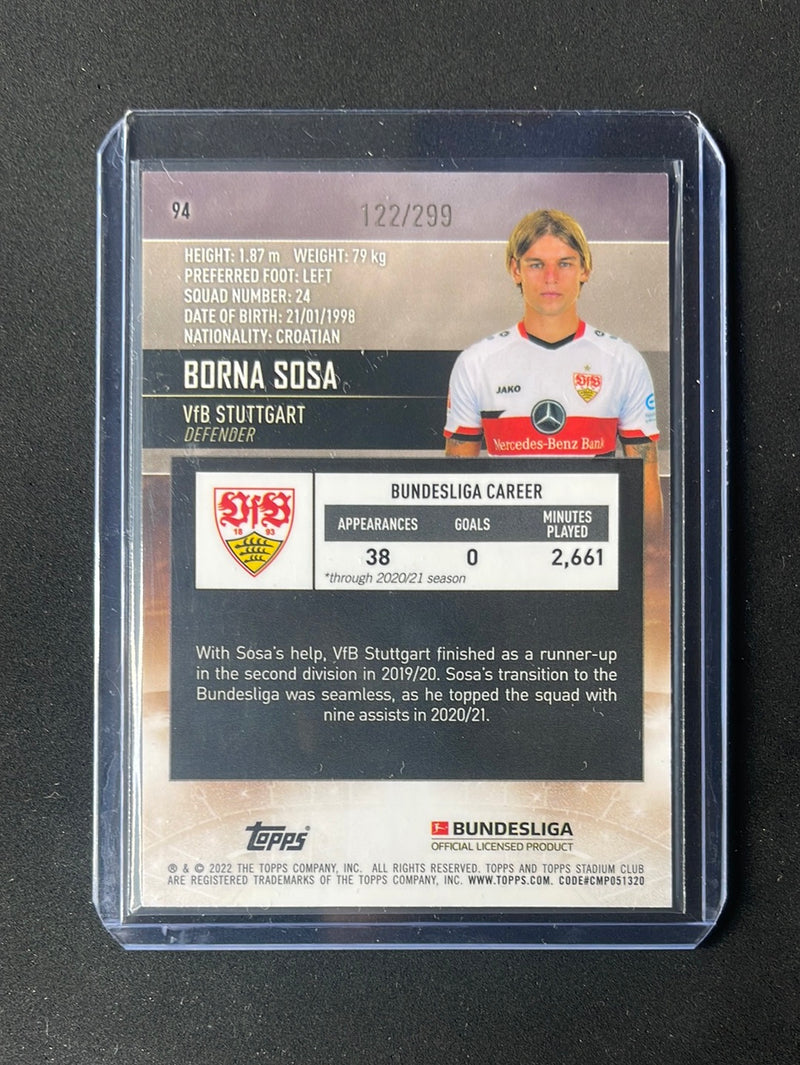 2021-22 Topps Bundesliga Stadium Club Chrome Borna Sosa Purple Refractor 122/299