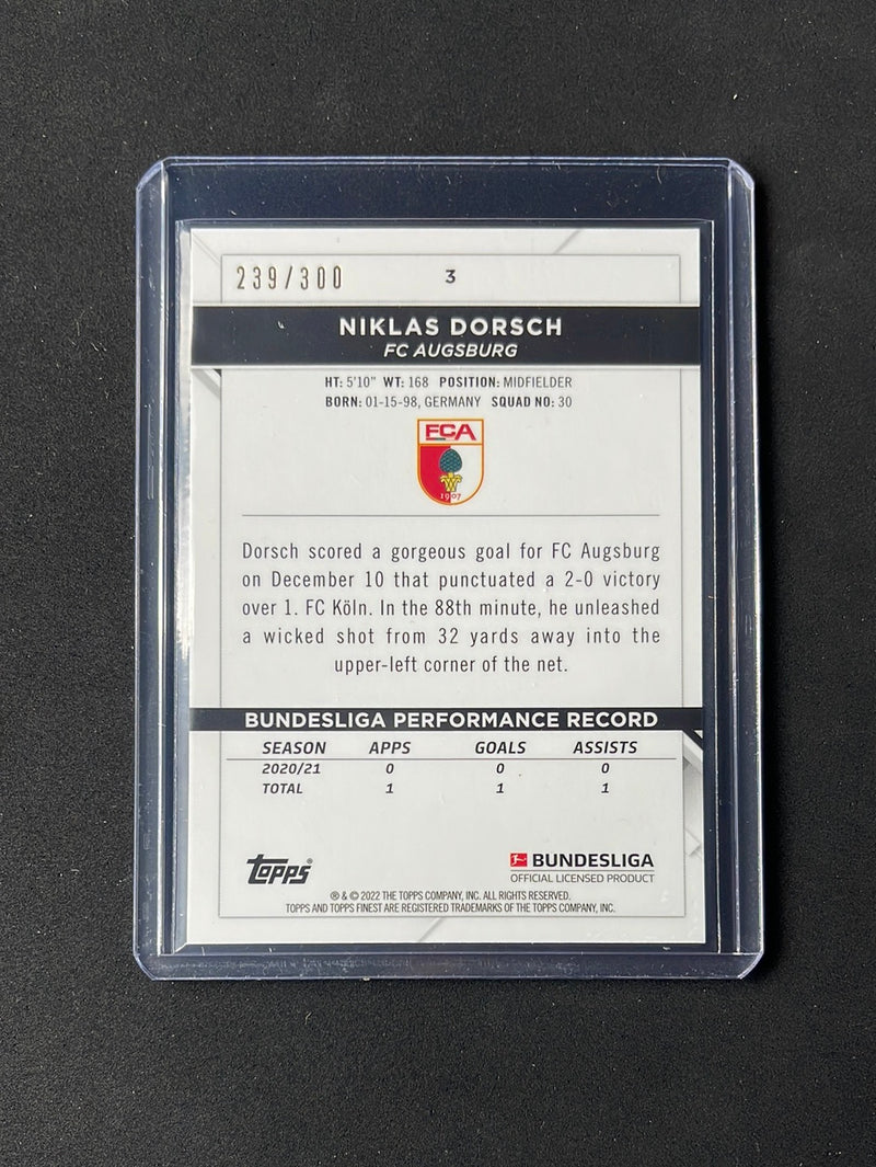 2021-22 Topps Finest Bundesliga Niklas Dorsch Pink Wave Refractor 239/300