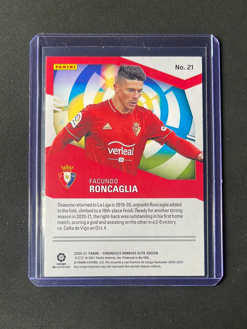 2020-21 Panini Chronicles Facundo Roncaglia Elite La Liga Purple Astro