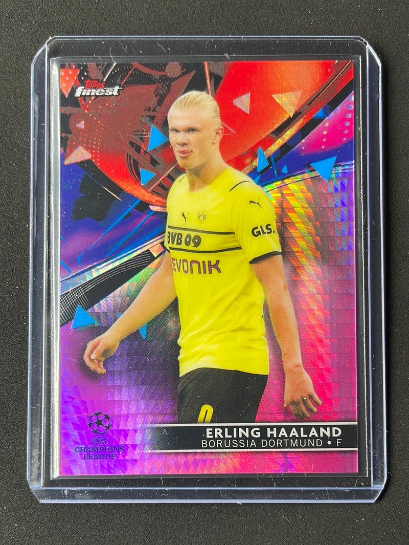 2021-22 Finest UEFA Champions League Erling Haaland Pink Prism Refractor 87/125