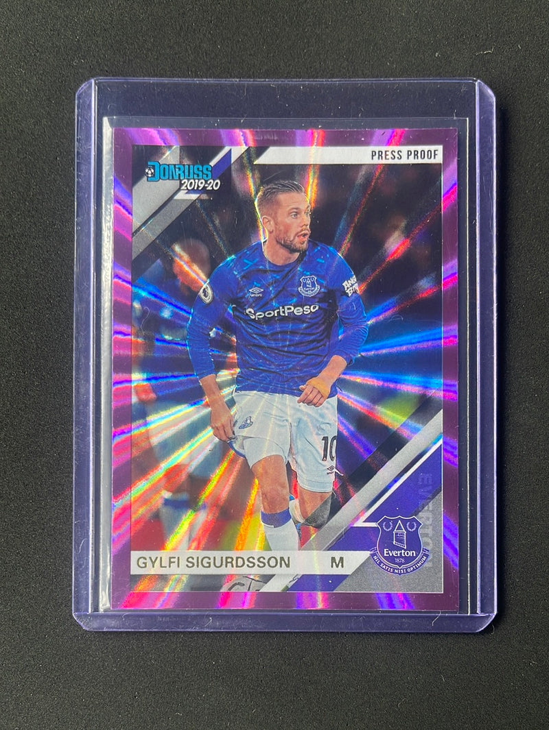 2019-20 Panini Chronicles Gylfi Sigurdsson Donruss Press Proof Purple Laser