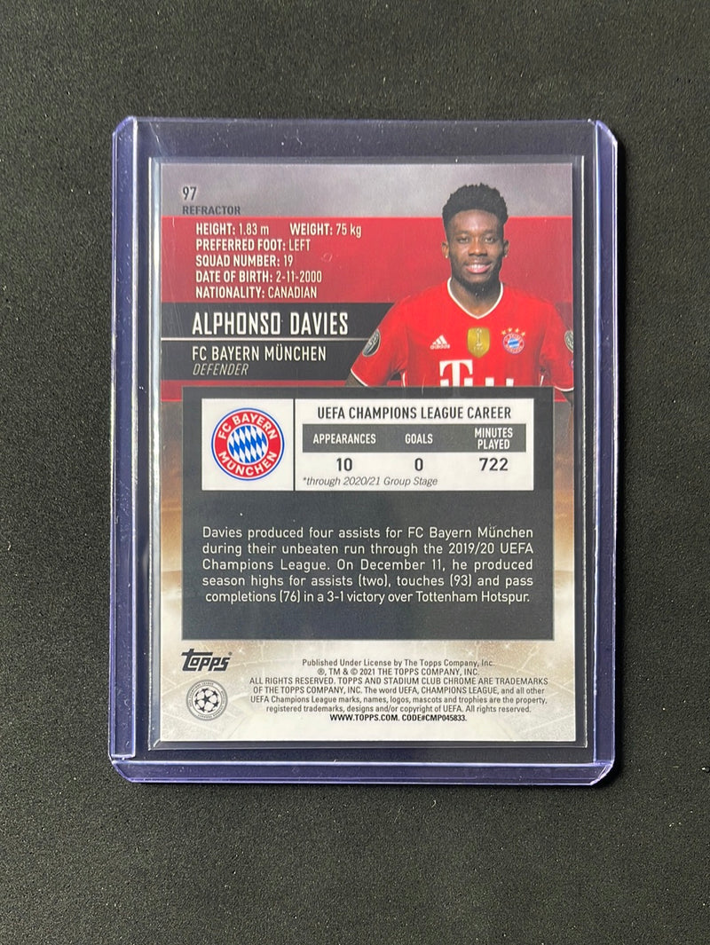 2020-21 Topps Stadium Club Chrome UEFA Champions League Alphonso Davies Refractor