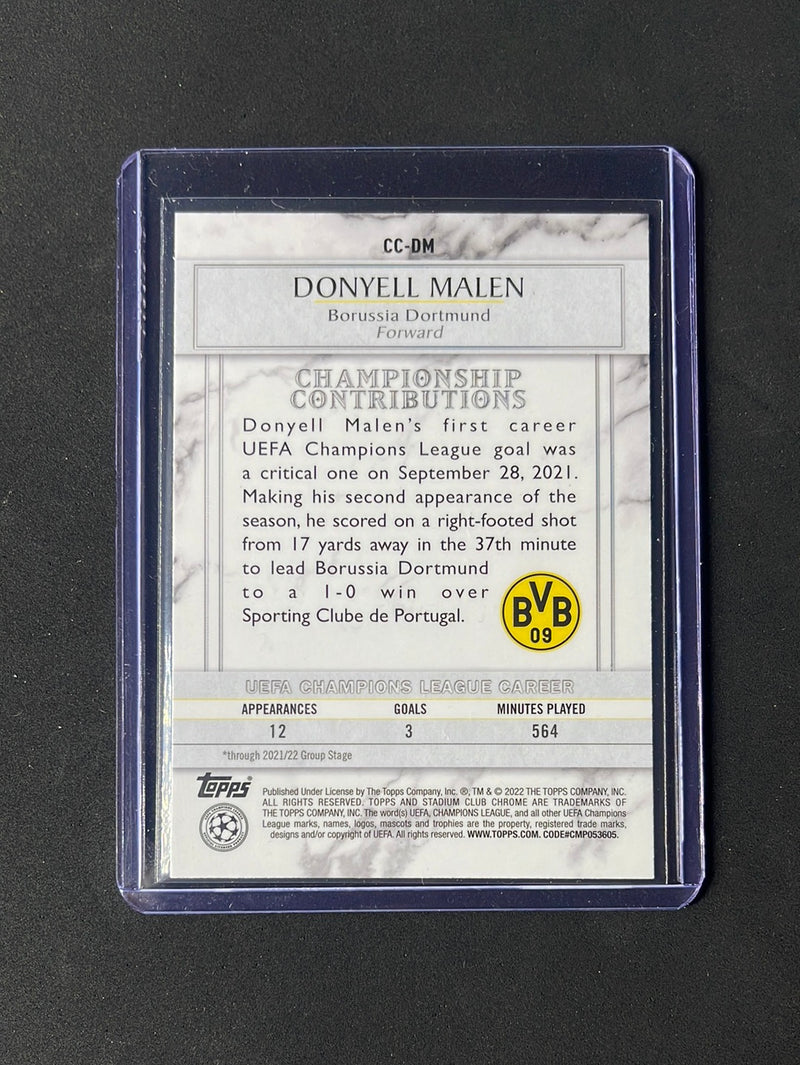 2021-22 Topps Stadium Club Chrome UEFA Champions League Donyell Malen Championship Contributions