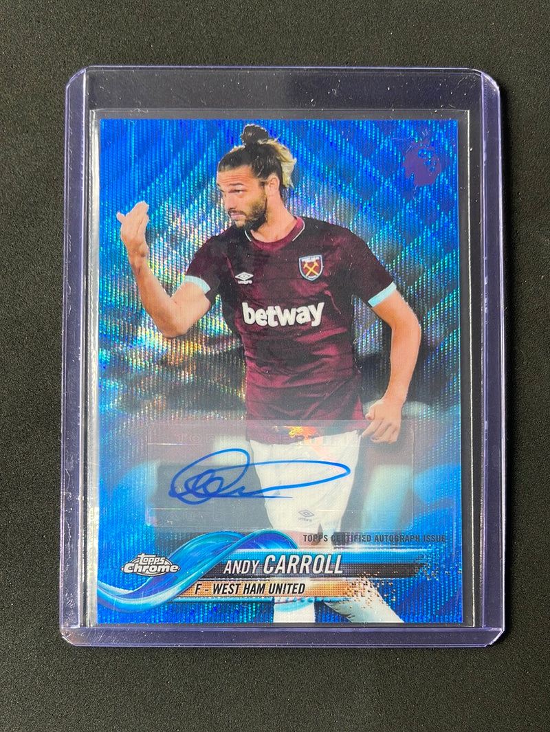 2018-19 Topps Chrome Premier League Andy Carroll Autograph Blue Wave 27/75