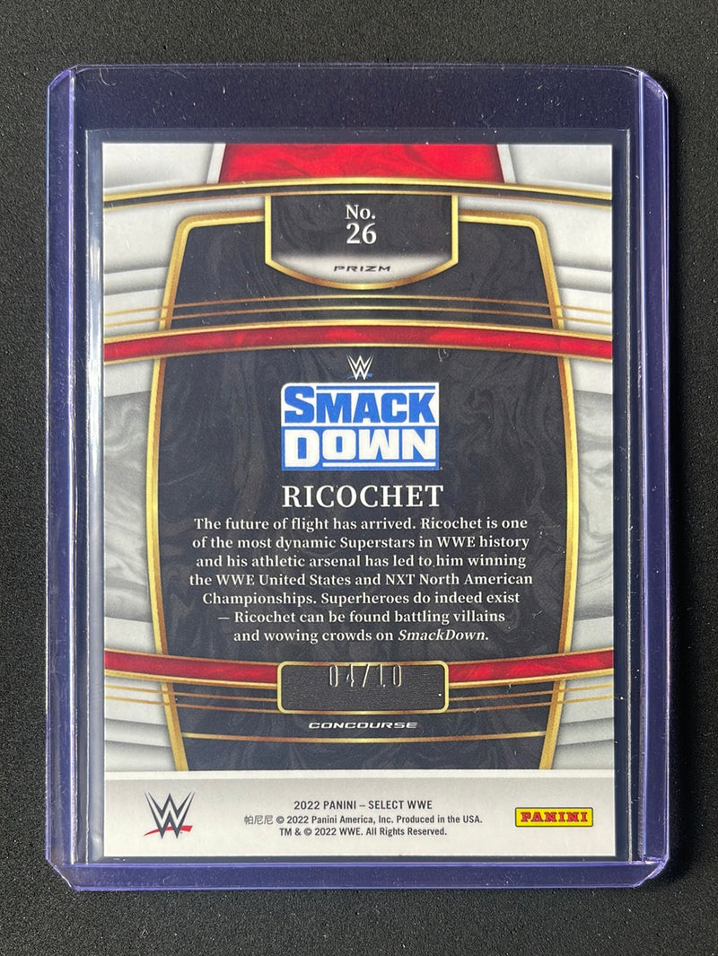 2022 Panini Select WWE Ricochet Concourse Gold Prizm 4/10