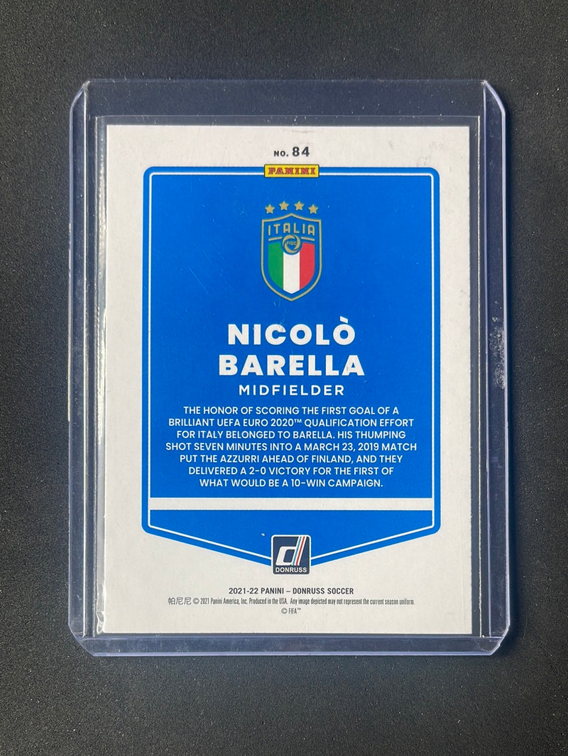 2021-22 Panini Donruss Road To Qatar Nicolo Barella Green Laser