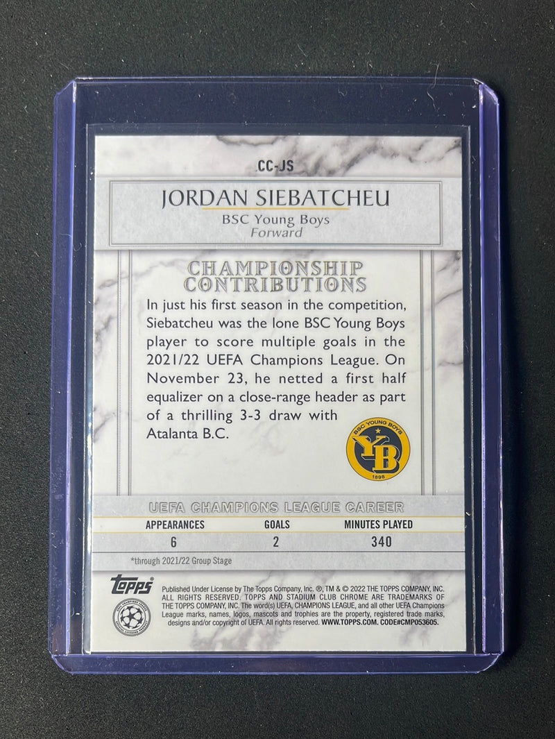 2021-22 Topps Stadium Club Chrome UEFA Champions League Jordan Siebatcheu Championship Contributions