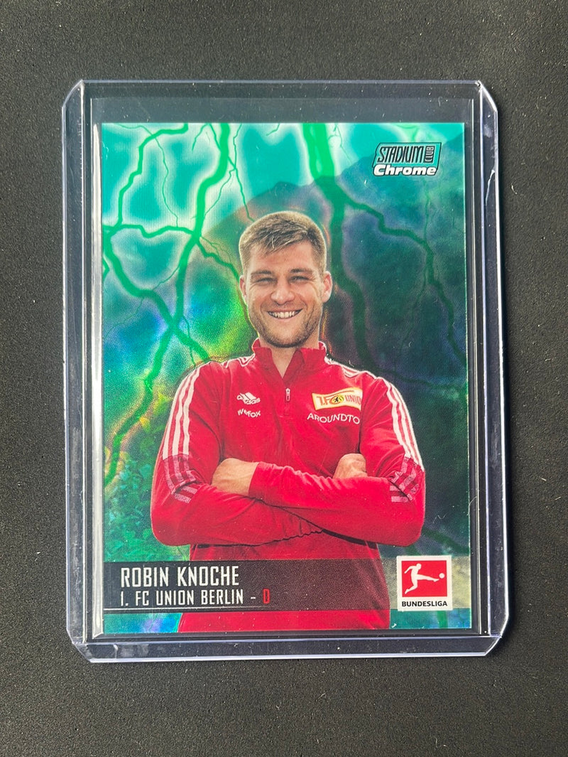2021-22 Topps Bundesliga Stadium Club Chrome Robin Knoche Aqua/Green Electric 159/175