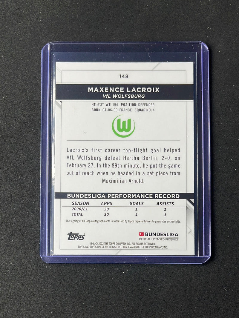 2021-22 Topps Finest Bundesliga Maxence Lacroix Refractor