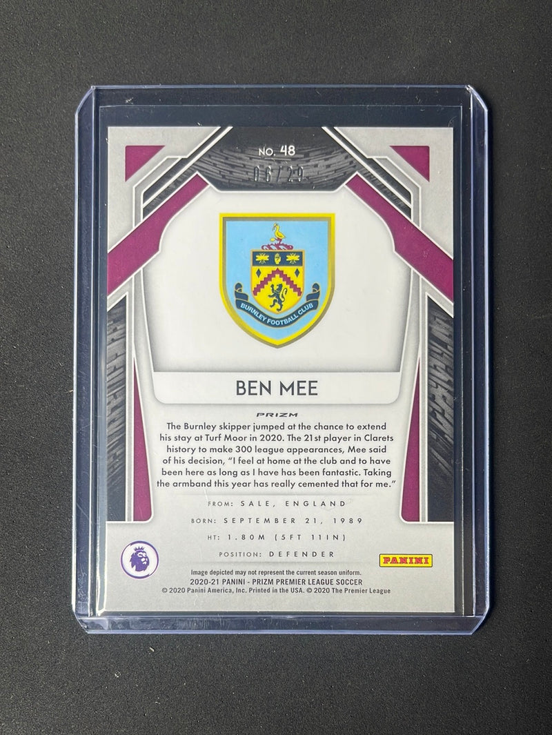 2020-21 Panini Prizm Premier League Ben Mee Red Choice Prizm 6/29