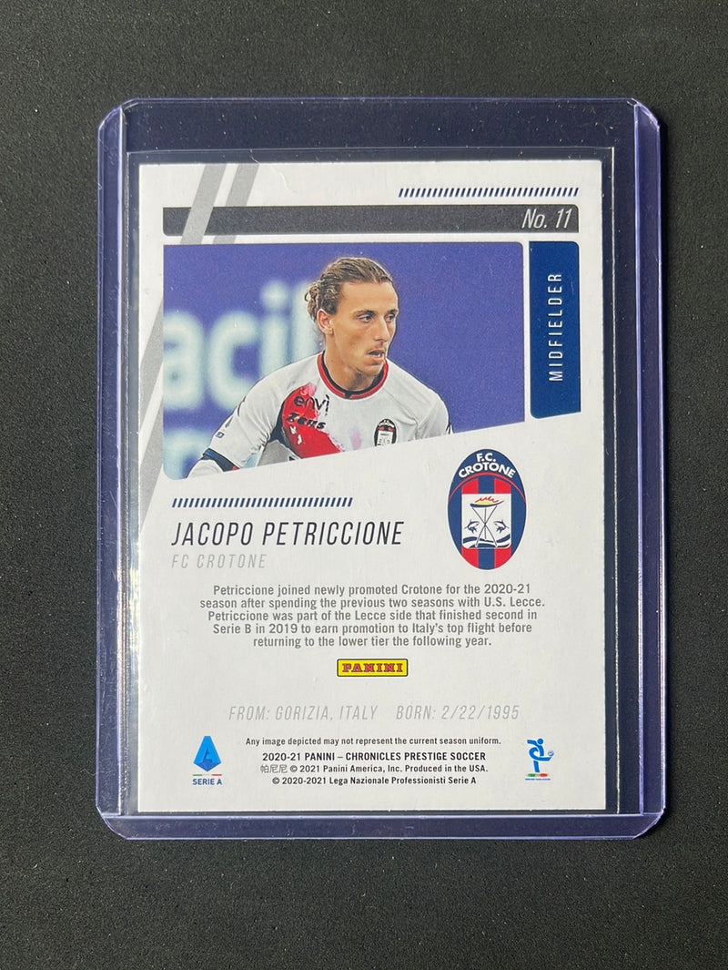 2020-21 Panini Chronicles Jacopo Petriccione Prestige Serie A Blue Circles