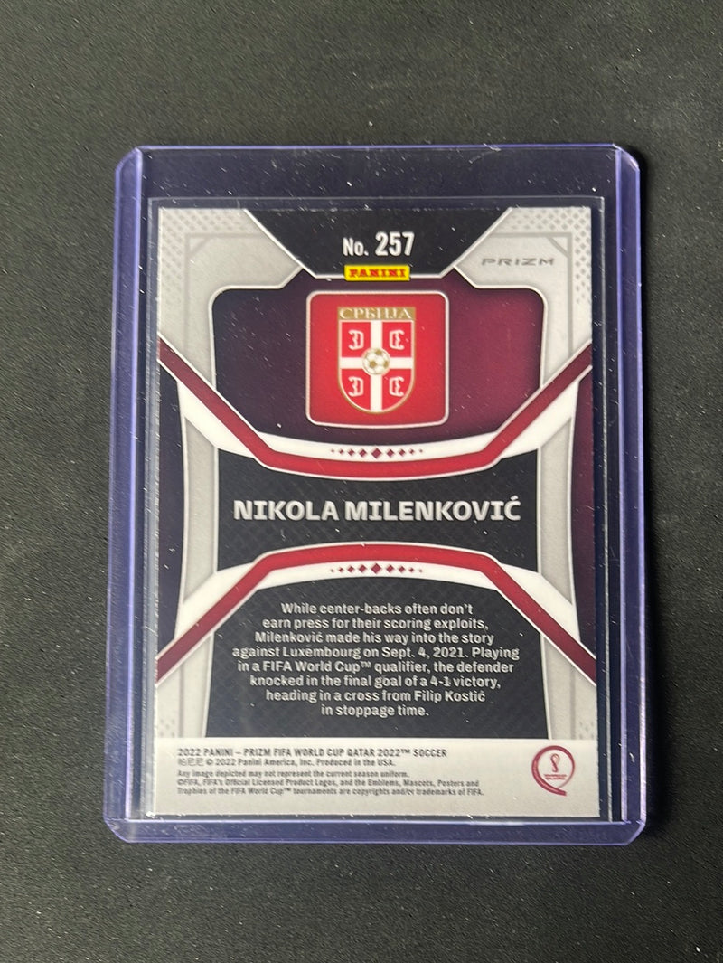 2022 Panini Prizm FIFA World Cup Qatar Nikola Milenkovic Hyper Prizm