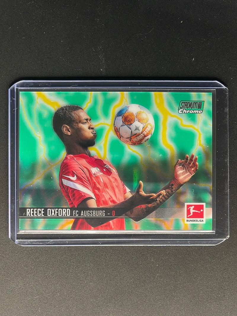 2021-22 Topps Bundesliga Stadium Club Chrome Reece Oxford Green/Yellow Electric Charge 18/75