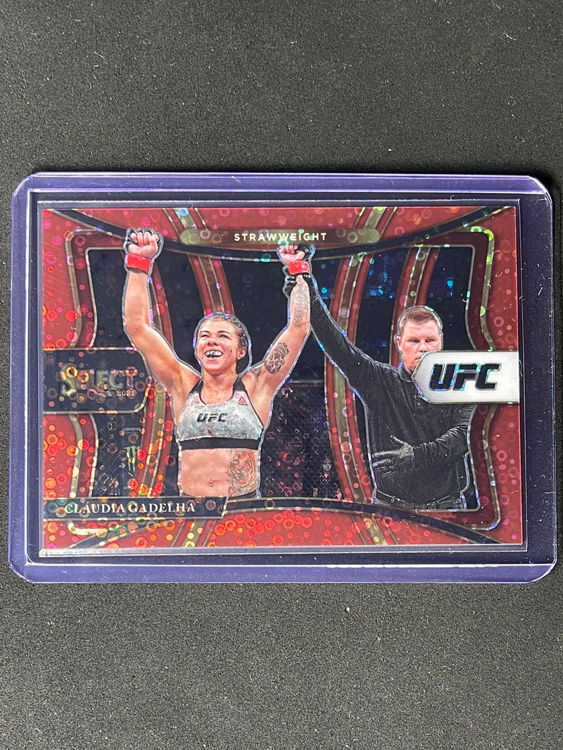 2021 Panini Select UFC Claudia Gadelha Premier Level Disco Red Prizm 31/199