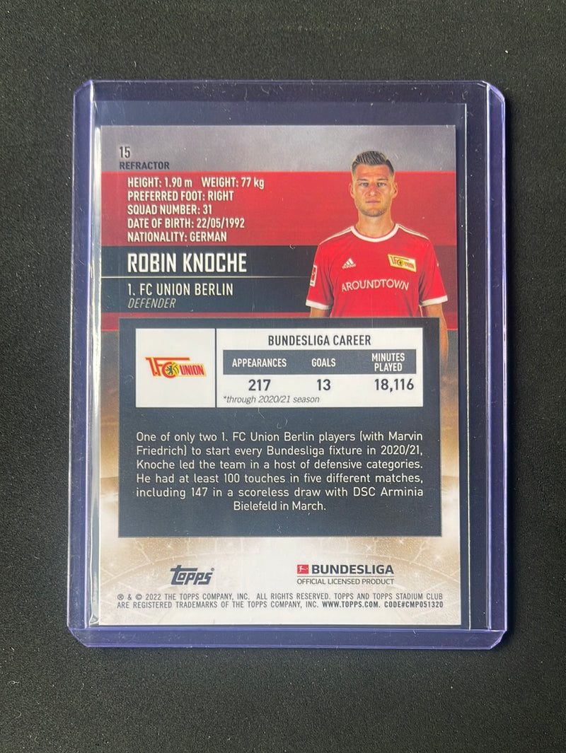 2021-22 Topps Bundesliga Stadium Club Chrome Robin Knoche Refractor