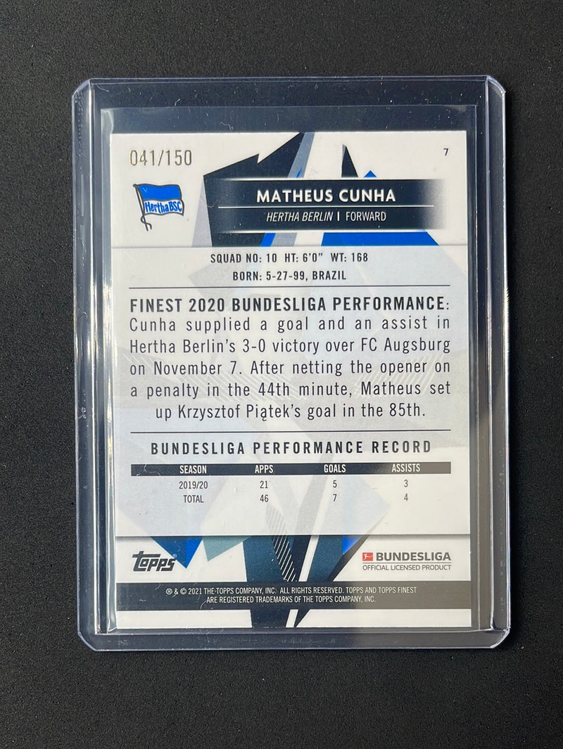 2020-21 Topps Finest Bundesliga Matheus Cunha Blue Refractor 41/150