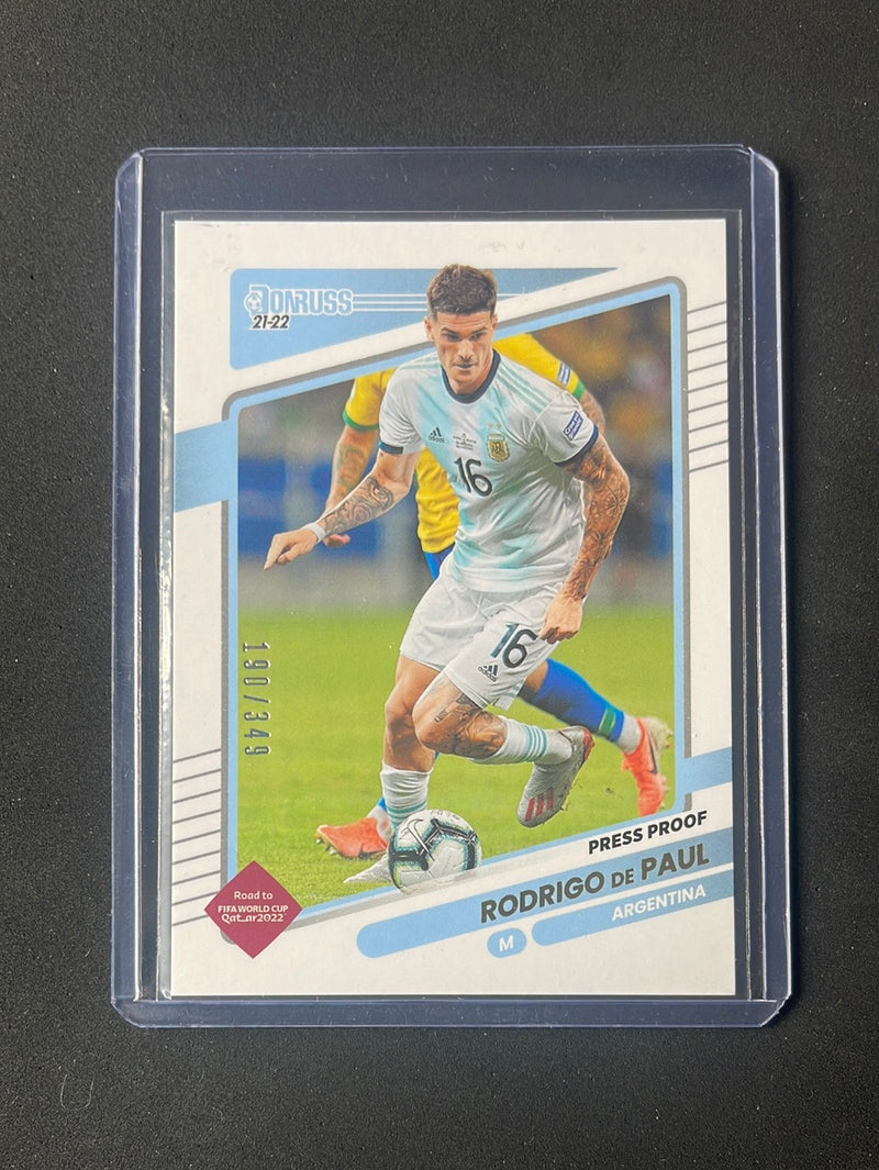 2021-22 Panini Donruss Road To Qatar Rodrigo De Paul Press Proof Gold 190/349