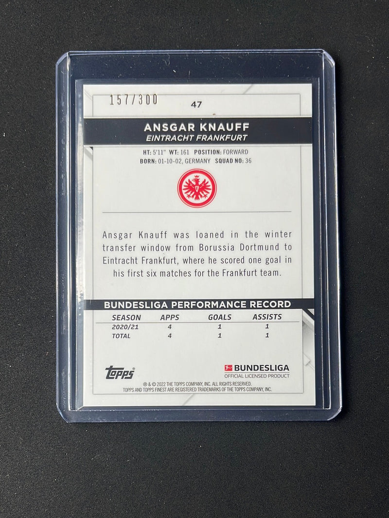 2021-22 Topps Finest Bundesliga Ansgar Knauff Pink Refractor 157/300