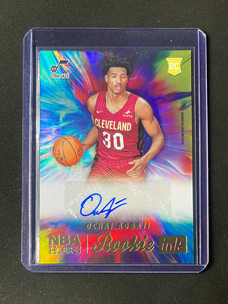 2022-23 NBA Hoops Ochai Agbaji Rookie Ink Hyper Gold