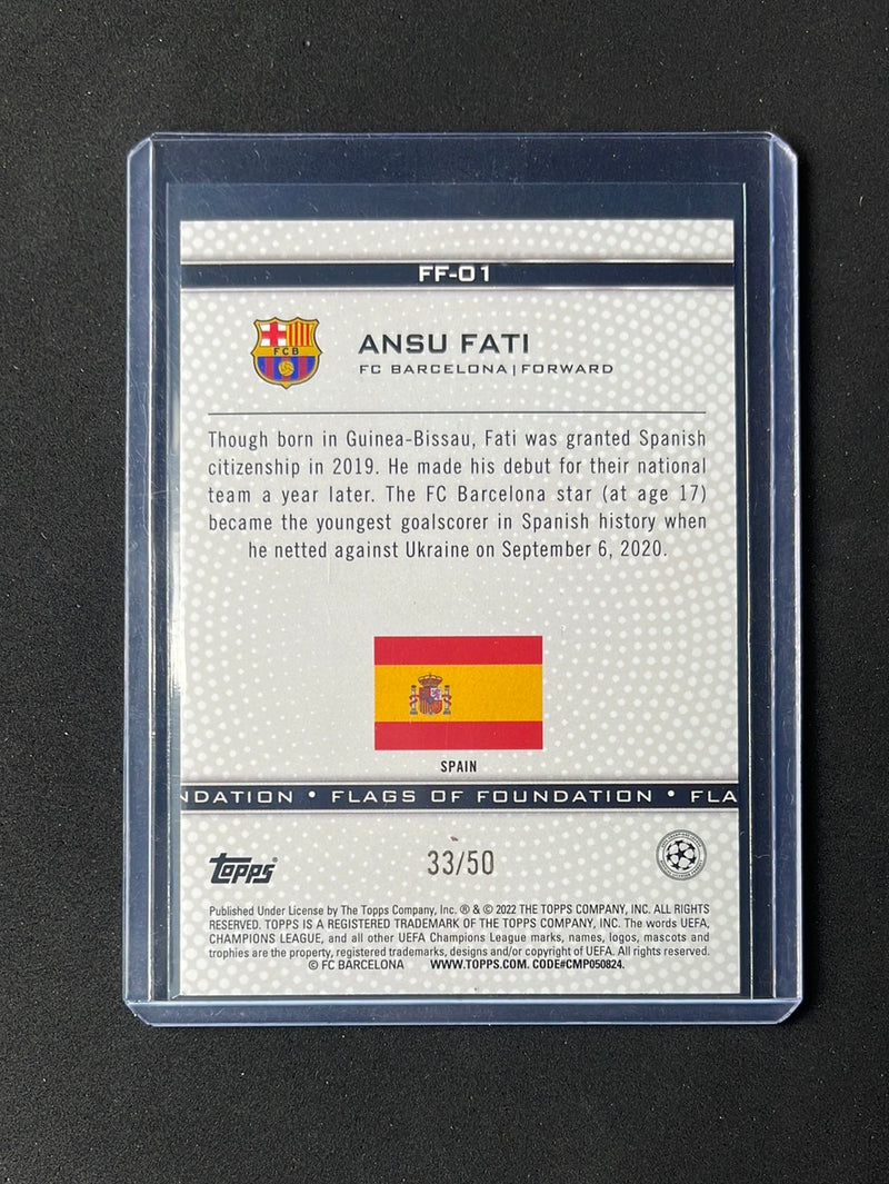 2021-22 Topps UEFA Champions League Ansu Fati Flags Of Foundation Gold 33/50