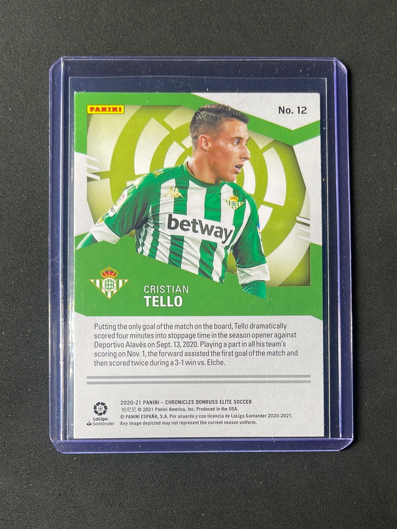 2020-21 Panini Chronicles Cristian Tello Elite La Liga Purple Astro