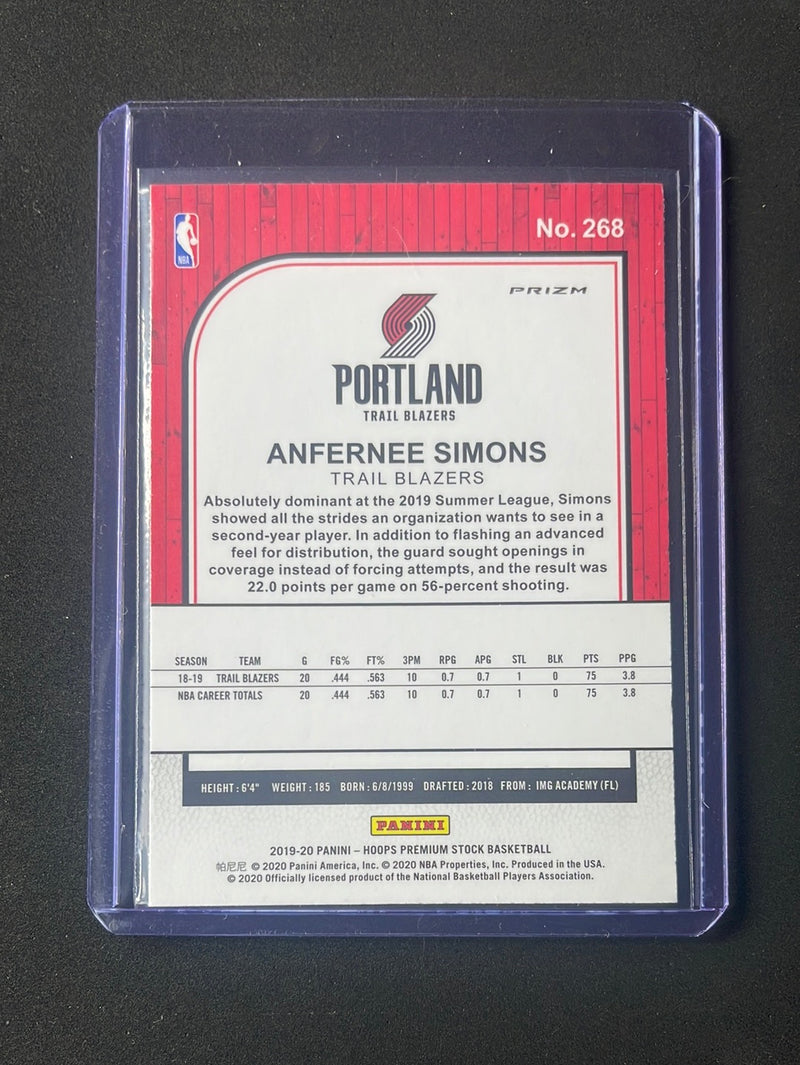 2019-20 Hoops Premium Anfernee Simons Mojo