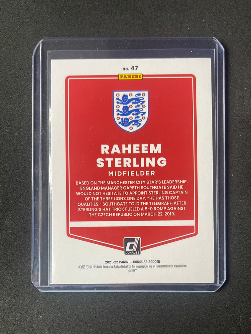 2021-22 Panini Donruss Road To Qatar Raheem Sterling Press Proof Gold 27/349