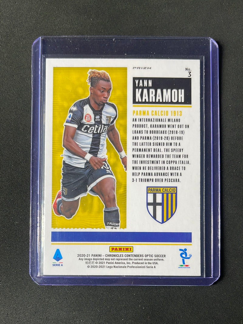 2020-21 Panini Chronicles Yann Karamoh Optic Rated Rookies Serie A Silver Circles