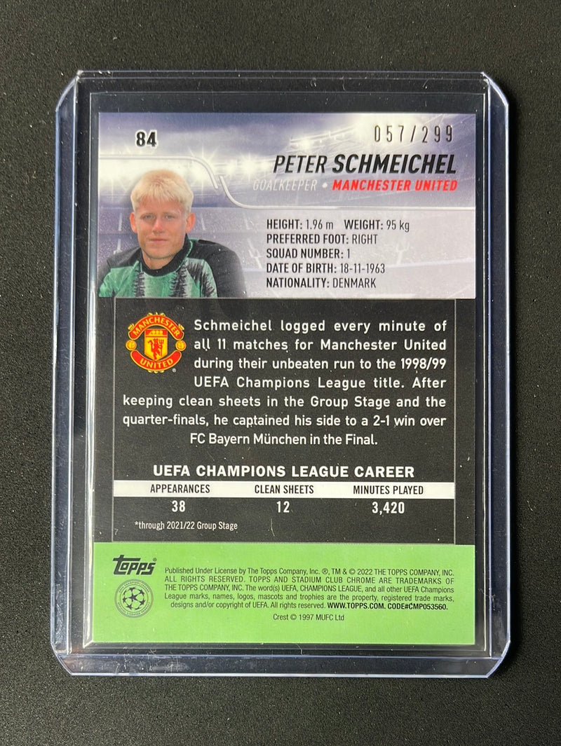 2021-22 Topps Stadium Club Chrome UEFA Champions League Peter Schmeichel Black & White Refractor 57/299