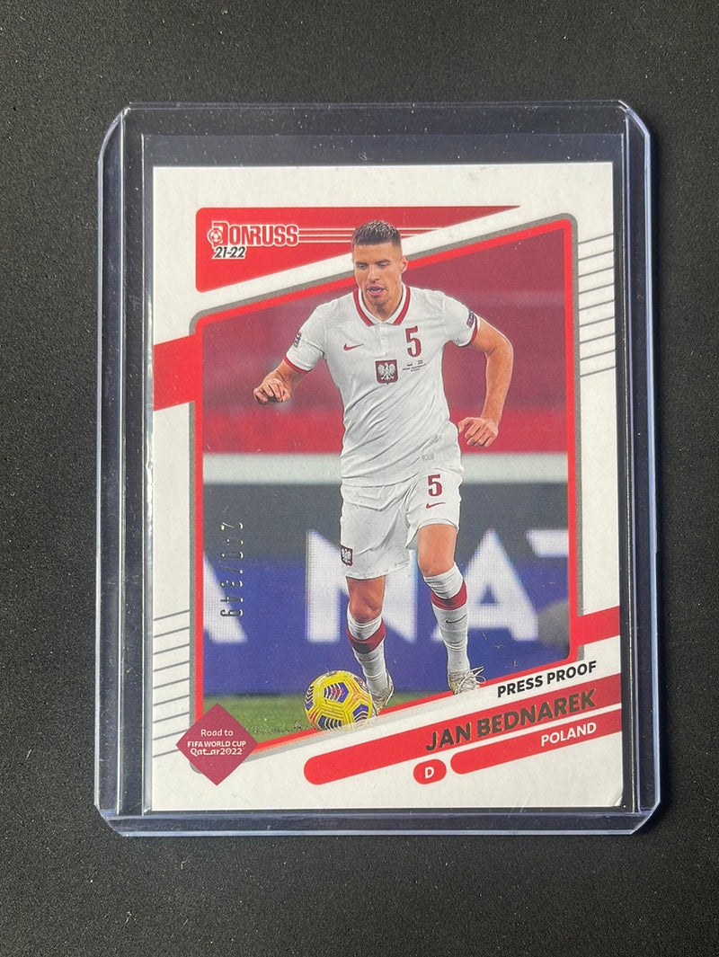 2021-22 Panini Donruss Road To Qatar Jan Bednarek Press Proof Gold 240/349