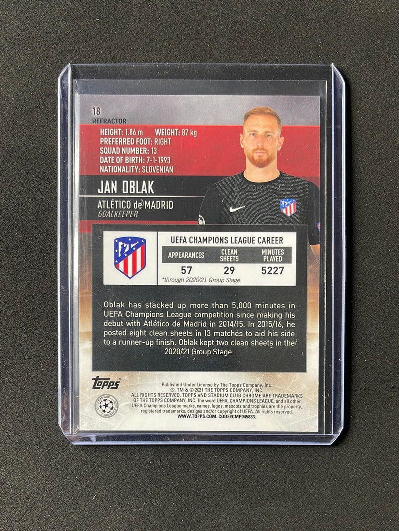 2020-21 Topps Stadium Club Chrome UEFA Champions League Jan Oblak Refractor