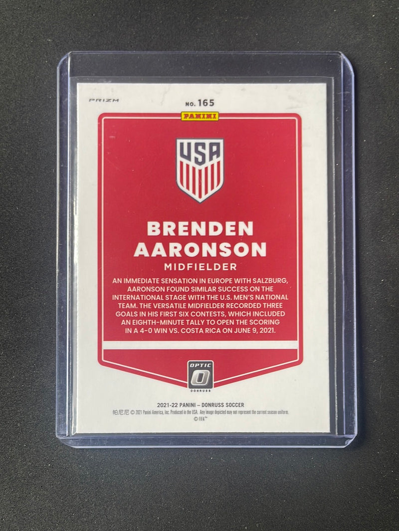 2021-22 Panini Donruss Road To Qatar Brenden Aaronson Green Velocity