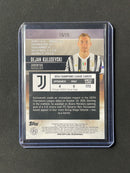 2020-21 Topps Stadium Club Chrome UEFA Champions League Dejan Kulusevski Green/Yellow Electric Refractor 15/75